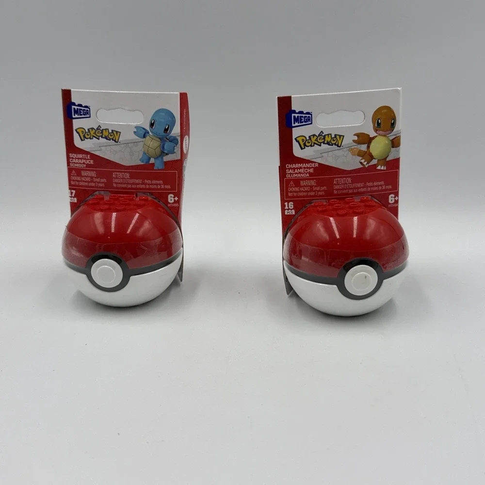 Lot of 2 MEGA Blocks Pokemon Building Block Set Squirtle & Charmander Pokeball